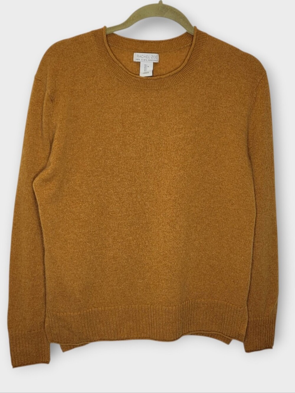 Rachel Zoe Cashmere Crewneck Sweater  L Dark Mustard Yellow